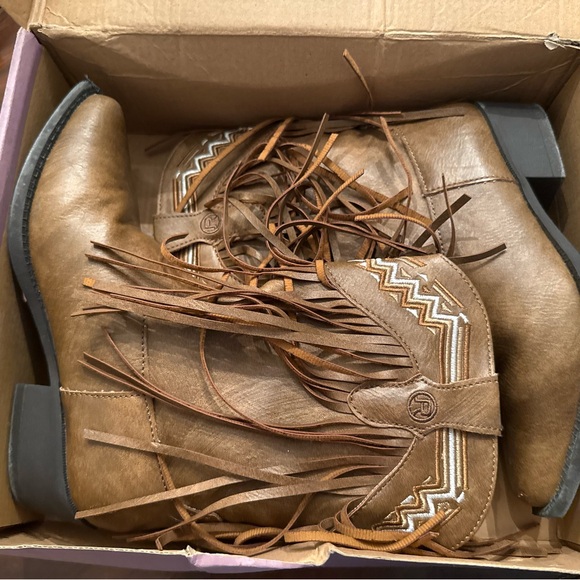 Roper Tan Fringe Kids Boots - Picture 3 of 8